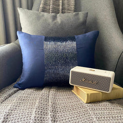 Striking Navy - Art Silk Blue Decorative Lumbar Pillow Cover