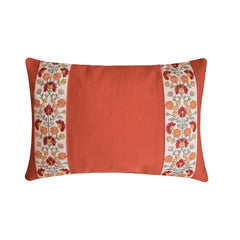 Coral Linen Lumbar Cushion Cover - Coral Meadow