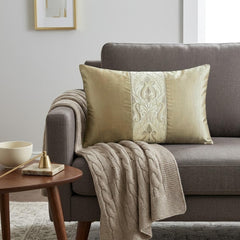 Taupe Satin Lumbar Cushion Cover - Taupe Baroque Heirloom