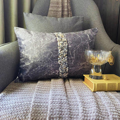 Dendrite Touchstones - Gray Suede Lumbar Pillow Cover