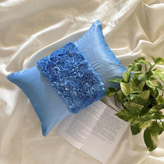 Sky Blue Love - Sky Blue Silk Decorative Lumbar Pillow Cover