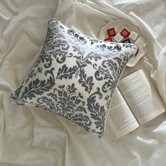 Paloma Grey Damask - Paloma Gray Burnout Velvet Throw Pillow Cover