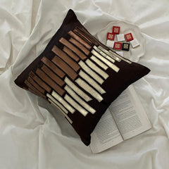 Metallic Ladder - Brown Art Silk Throw Pillow Cover