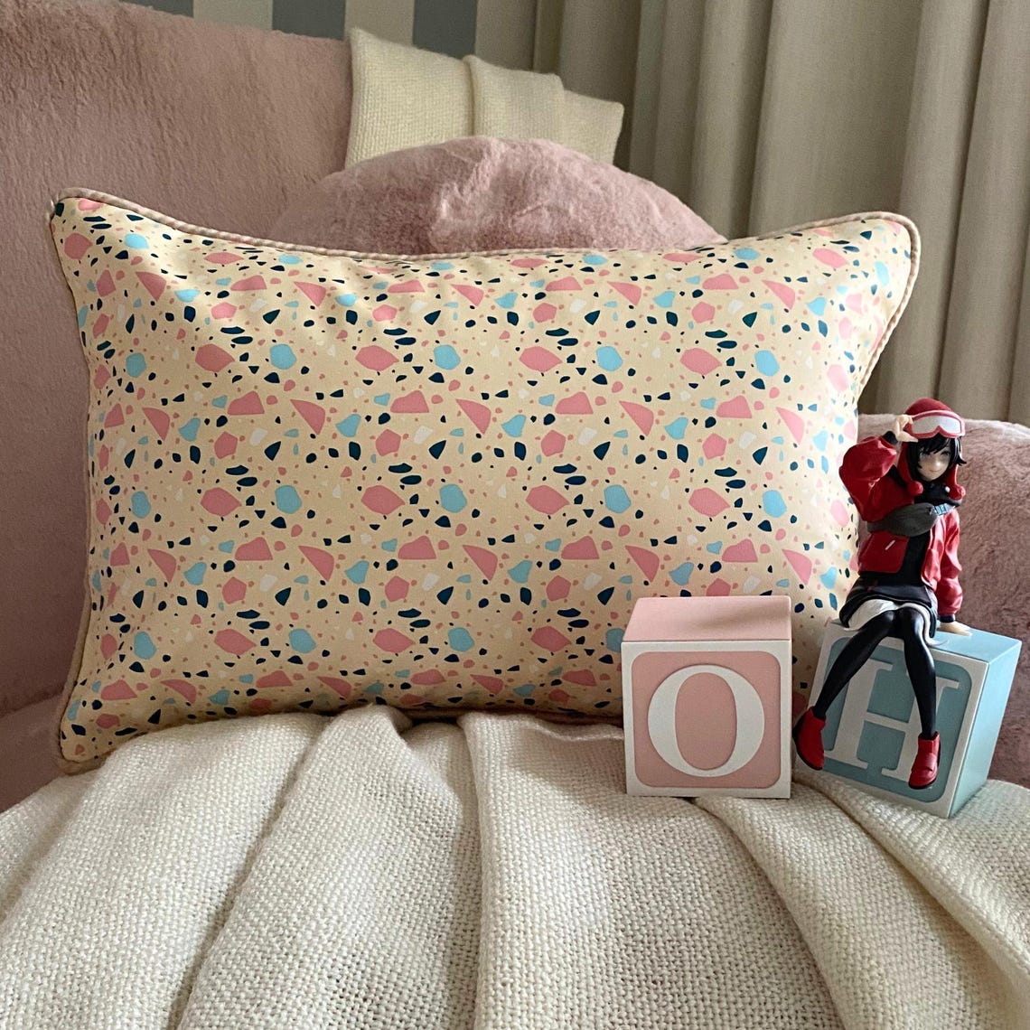 Terrazo Fun Beige Lumbar Pillow Cover