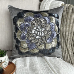 Silver Wildflower Pillow Cover