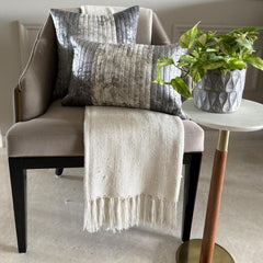 Grey Foil Dusk - Grey Velvet Throw Pillow Cover