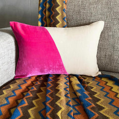 Velutinous Fuchsia - Fuchsia Velvet & Linen Lumbar Pillow Cover