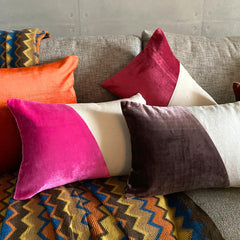 Velutinous Fuchsia - Fuchsia Velvet & Linen Lumbar Pillow Cover