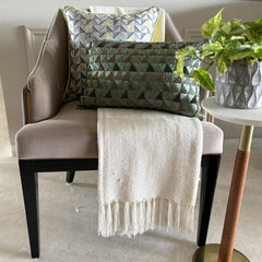 Teal Triad - Teal Blue Silk Lumbar Pillow Cover