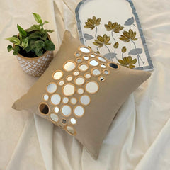Reflectors - Beige Cotton Canvas Decorative Euro Sham