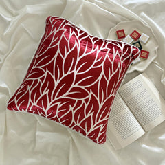 Cayenne Red Leaves - Cayenne Red Burnout Velvet Decorative Euro Sham