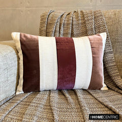 Swathe Berry - Maroon Velvet & Linen Lumbar Pillow Cover