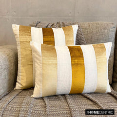 Swathe Gold - Gold Linen & Velvet Lumbar Pillow Cover