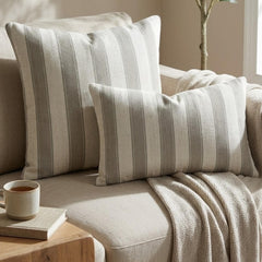 Taupe Terra Stripes Lumbar Cushion Cover