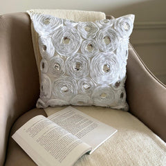White Heaven - White Art Silk Decorative Euro Sham