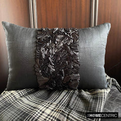 Vintage Black Love - Black Art Silk Lumbar Pillow Cover