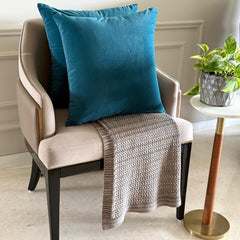 Peacock Plain Velvet Throw Cushion Cover - Peacock Velvet