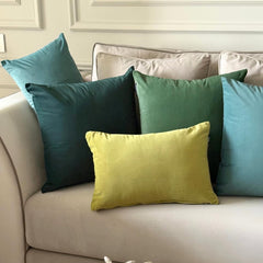 Peacock Plain Velvet Throw Cushion Cover - Peacock Velvet