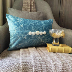 Quartz Center Teal - Teal Blue Suede Lumbar Pillow Cover