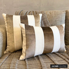 Swathe Brown - Brown Velvet & Linen Lumbar Pillow Cover
