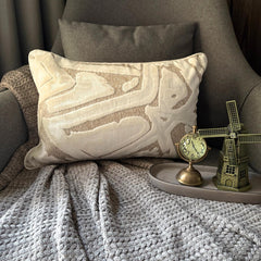 Abstract Drift - Ivory Velvet  Lumbar Cushion Cover