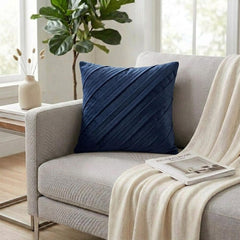 Contemporary Navy - Navy Blue Faux Suede Throw Pillow Cover