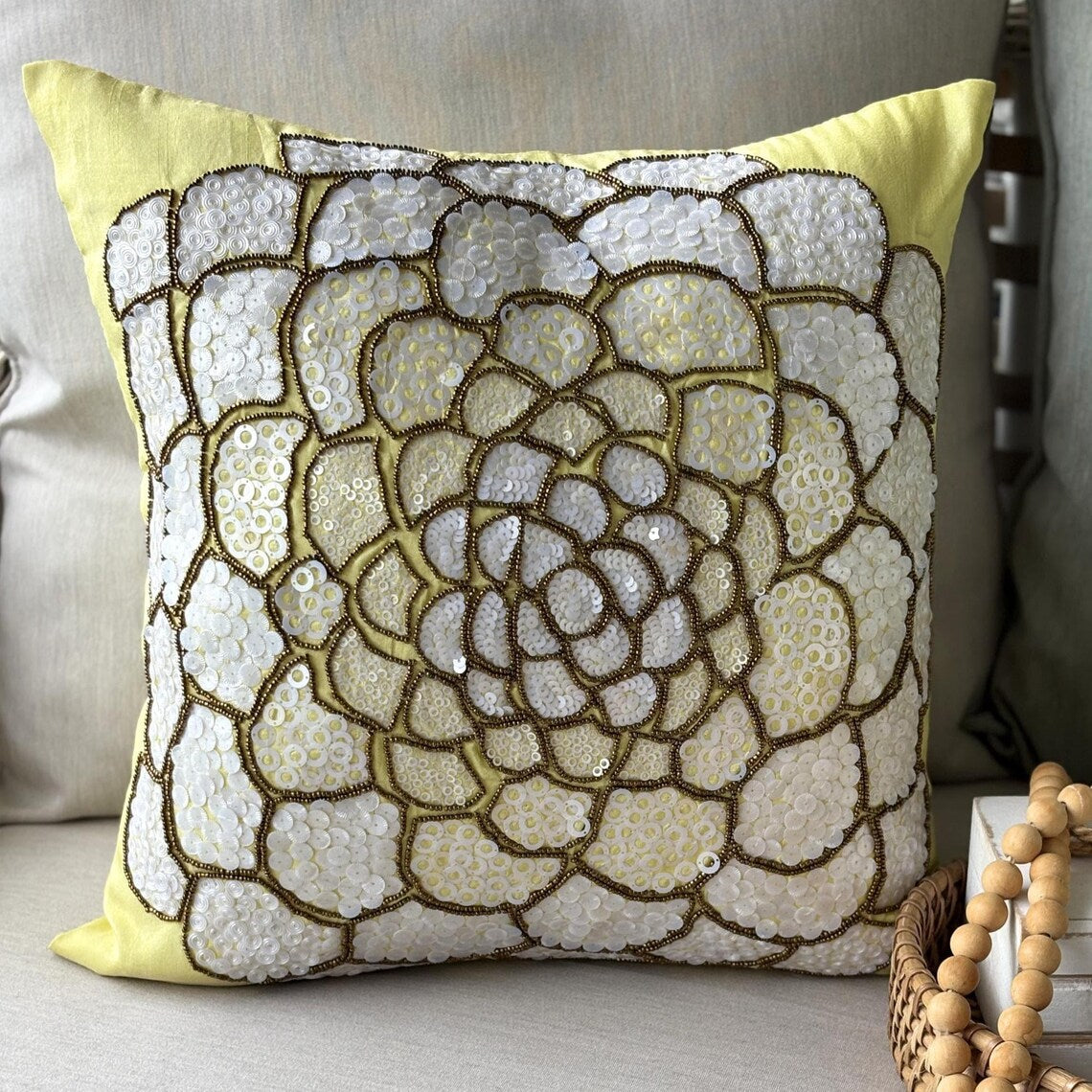 White Wildflower Euro Sham