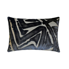 Charcoal Gray Velvet Lumbar Cushion Cover - Charcoal Strokes Lumbar