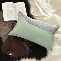 Mint Fresh - Mint Green & Grey Jute & Faux Leather Throw Cushion Cover