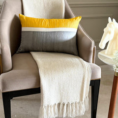 Plush Yellow Silk - Yellow Silk Lumbar Pillow Cover