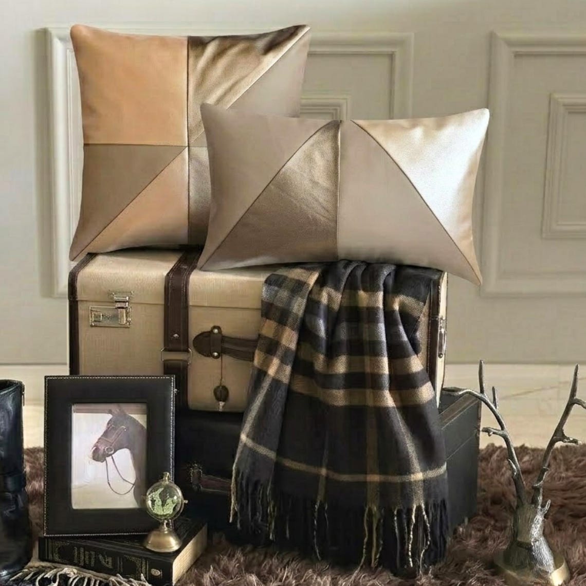 Leather Flush Throw Cushion Cover
