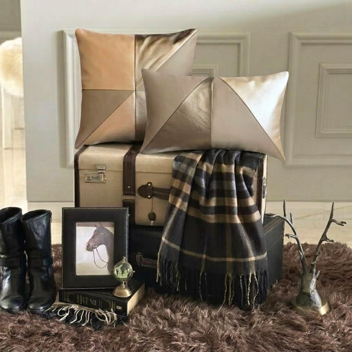Leather Flush Throw Cushion Cover