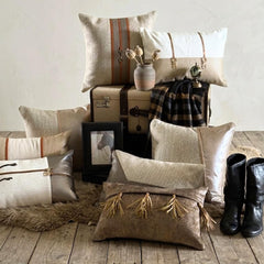 Leather Flush - Beige Faux Leather Throw Cushion Cover