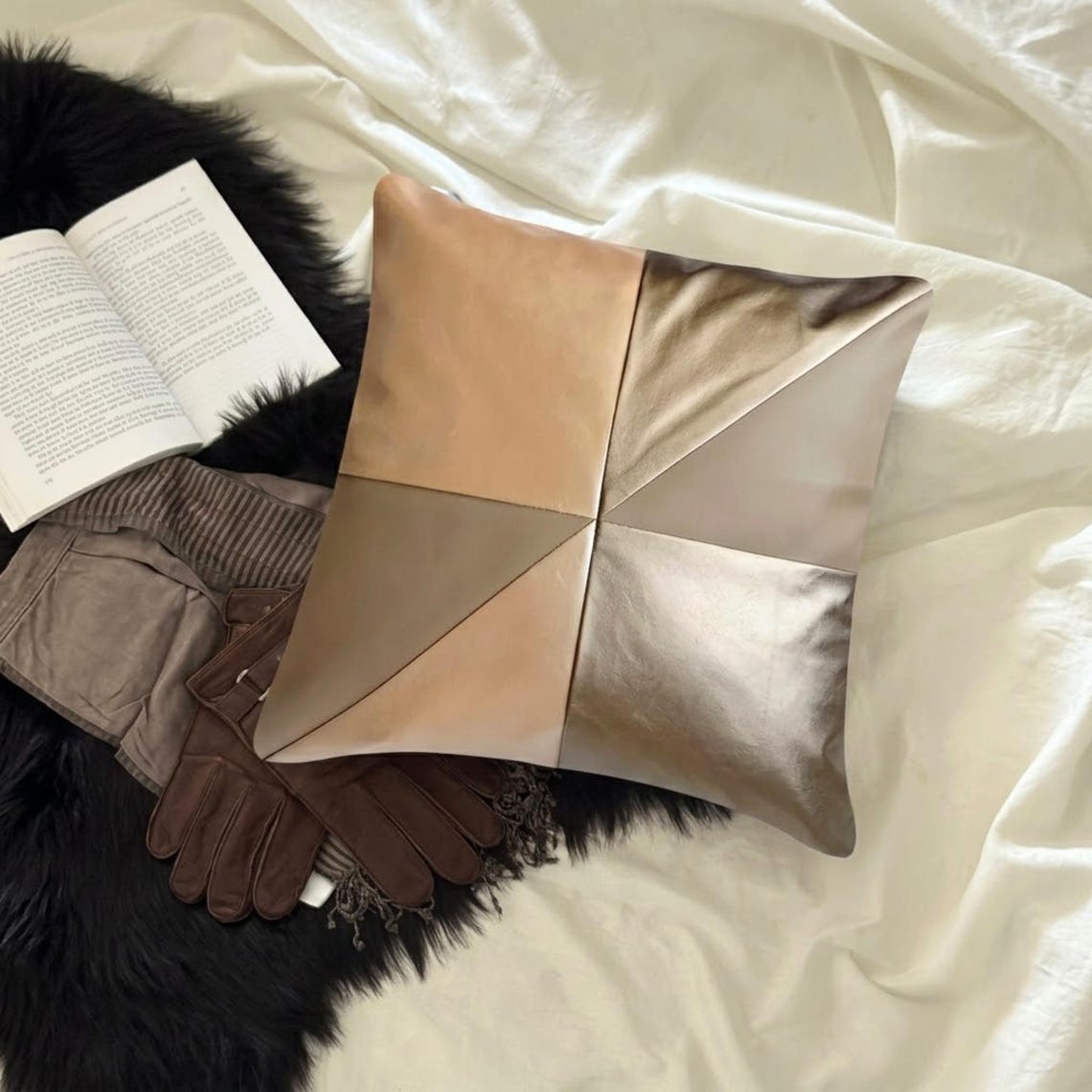 Leather Flush Throw Cushion Cover