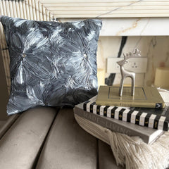 Grey Floral Robe - Gray Art Silk Throw Pillow Cover