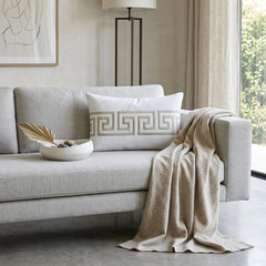 Ivory & Gray Linen Lumbar Cushion Cover - Olympus Circuit