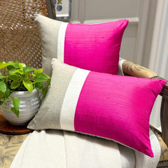 Fuchsia Silk Essence - Fuchsia Pink Silk Lumbar Cushion Cover