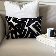 Black Velvet Lumbar Cushion Cover - Black Onyx Lumbar