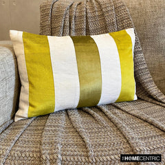 Swathe Chartreuse - Green Velvet & Linen Lumbar Pillow Cover