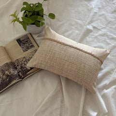 Jute Ivory Suit - Beige Jute & Satin Throw Cushion Cover