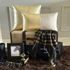 Lux Gold - Gold Faux Leather Lumbar Pillow Cover