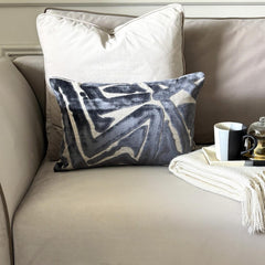 Charcoal Gray Velvet Lumbar Cushion Cover - Charcoal Strokes Lumbar