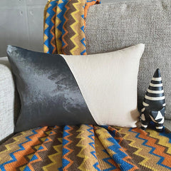 Velutinous Grey - Grey Velvet & Linen Lumbar Pillow Cover