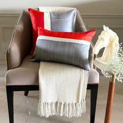 Plush Orange Silk - Orange Silk Lumbar Pillow Cover