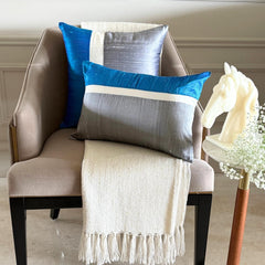 Plush Royal Blue Silk - Royal Blue Silk Lumbar Pillow Cover