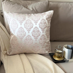 Pink Jacquard Throw Cushion Cover - Blush Baroque