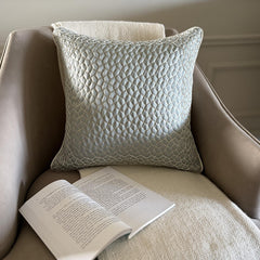 Mosaic Mood Blue - Blue Jacquard Decorative Euro Sham