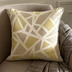 Tangled Trellis - Yellow Jacquard Art Silk Decorative Euro Sham