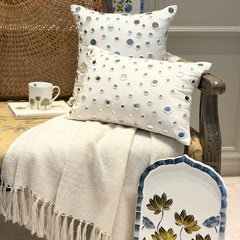 Mirrors - Cotton Canvas White Decorative Lumbar Pillow Cover