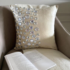 Crystal Moonstone - Ecru Velvet Throw Pillow Cover
